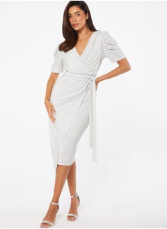 Buy Knitted Tie Detail  Wrap Dress in Saudi Arabia