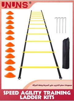 Buy Agility Ladder,Speed Agility Training Kits-12 Rung 6M Speed Ladder With 12 Agility Cones And 4 Steel Stakes,Intermediate Speed Training Equipment With Carrying Bag For Exercise Training in UAE