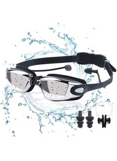 Buy Professional Waterproof Anti Fog Swimming Goggles Mirrored Lens With Ultra Wide And Clear View Comes With Nose Clip And Earplugs All In One Set in Saudi Arabia
