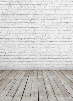 Buy Fabric White Brick Wall with Wooden Floor Photography Backdrops Photo Background for Newborn Baby Photoshoot Photographer Props (90x150cm) in Saudi Arabia