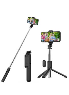 اشتري 6 in 1 Wireless Bluetooth Selfie Stick With fill light Real-Time Wireless Bluetooth Selfie Stick Tripod Remote for iPhone14 13 12 11 Pro Max Smartphone (Black) في السعودية