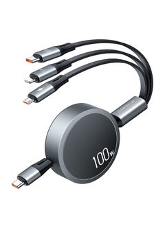 Buy Type C Cable 100W PD Super Fast Charging Cable, 3 in 1 Retractable Charging Cable Multi Charging Cable with Type C/Micro USB for Laptop/Cell Phone/Tablets/Phone 13 12/Galaxy(1.2m) in UAE