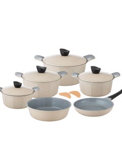 Buy 12-piece cookware set made of high-quality granite with Korean materials and specifications and Saudi industry in Saudi Arabia