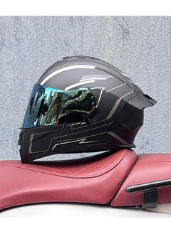 اشتري New Double Mirror Helmet Semi Full Cover Four Seasons Motorcycle Helmet في الامارات