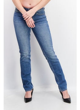 اشتري Women Straight Fit Mid Stretchable Denim Jeans, Blue في السعودية