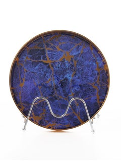 Buy Small round blue gilded serving tambourine in Saudi Arabia