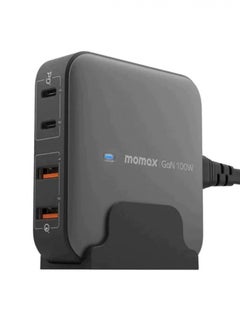 Buy Momax One Plug GaN 100W 4-Port Desktop Charger 2 USB-C and 2 USB-A port - Black in Saudi Arabia