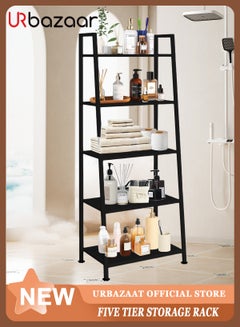 Buy 5 Tier Bookshelf,Industrial Ladder Shelf, Open Display Storage Rack, Bookcase with Metal Frame, Freestanding Storage Shelves for Home Office, Living Room, Bedroom, Kitchen in UAE