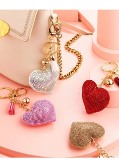 Buy Bling Heart Keychain for Women and Girls Rhinestone Backpack Accessories, Purse Charms, C ute Tassel Key Chain Key Fob, Heart Shape Keychains Glitter Crystal Heart Key Rings DIY Hanging Buckle in UAE