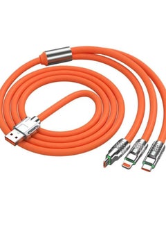 اشتري 3 in 1 Metal USB Protection Charge Cable Fast Charging Data Cable For Micro Type-C Silicone Quickly Charger 120W في الامارات