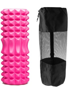 Buy Yoga Foam Roller Moon for Deep Tissue Massage Muscle with Carry Bag, Pink in Egypt