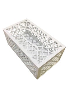 Buy Wooden Tissue Case Paper Box Napkin Holder White in UAE