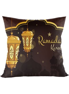Buy Ramadan Kareem Print Cushion Cover Brown/Gold 45 x 45cm in Saudi Arabia