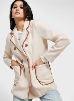 Buy Longline Coat With Contrast Trims in UAE