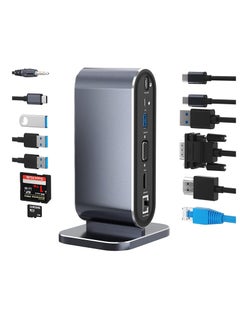 Buy 12-in-1 USB C Docking Station USB C Hub Dock Laptop Display Docking Station Universal Port with 4K HDMI Monitor,100W PD,Ethernet,VGA,Audio,SD/TF,USB 3.0 Adapter for Windows Mac Computer in UAE