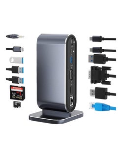 اشتري 12-in-1 USB C Docking Station USB C Hub Dock Laptop Display Docking Station Universal Port with 4K HDMI Monitor,100W PD,Ethernet,VGA,Audio,SD/TF,USB 3.0 Adapter for Windows Mac Computer في الامارات