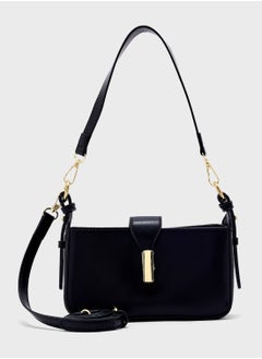 Buy Metal Trim Detail Crossbody Bag With Long Strap in Saudi Arabia