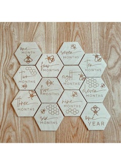 Buy Set Of 12 Baby Monthly Milestone Markers ; Hexagon ; Custom ; Wooden Month Signs ; Bee Theme Baby Decor ; Photo Prop ; Baby Shower Gift ; New Baby Gift. in UAE