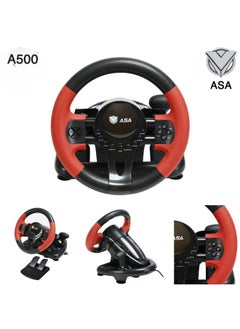 Buy 180 Degree Racing Steering Wheel with Shifter for PC, PlayStation 3, PlayStation 4 and Xbox One Red in Saudi Arabia