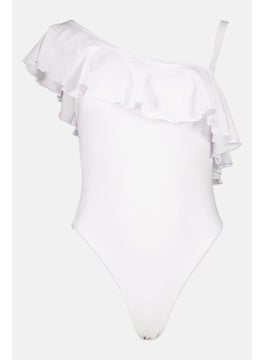 Buy Women One Piece Plain Swimwear, White in UAE