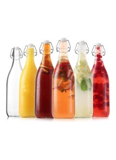 Buy VOIDROP Set of 6 16oz Flip Top Glass Bottle Airtight for Soda Juice Water 1 Ltr in UAE