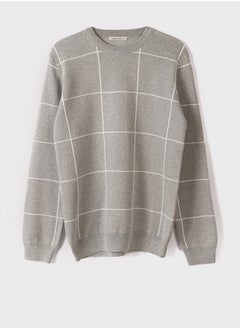 اشتري Crew Neck Long Sleeve Plaid Men's Tricot Sweater في مصر