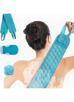 اشتري 3pcs Exfoliating Towel Set, Exfoliating Gloves, Bath Flowers, Back Scrub, Bath Loofah Sponge, Dead Skin Remover, Bathroom Accessories في السعودية