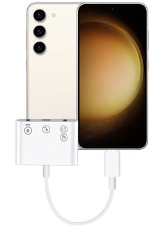اشتري Samsung Galaxy S23 Plus Live Converter 3 in 1 OTG Splitter USB Type-C to Dual 3.5mm Aux Audio Headphone Adapter with USB-C Charge Port Jh098 في الامارات
