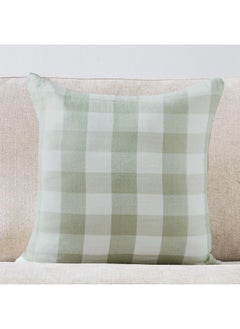 Buy Green Artist Verde Yarn Dyed Check Filled Cushion 50 x 50 cm in Saudi Arabia