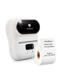 اشتري M110 Label Printer Portable Bluetooth Thermal Mini Label Maker Printer Apply to Labeling Compatible with Android & iOS System With 1 40×30mm Label White في الامارات