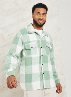 Buy Plaid Check Oversized Shacket with Flap Pocket in Saudi Arabia