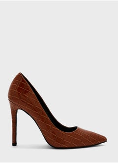 Buy Brown Croc Patent Stiletto Pump in UAE