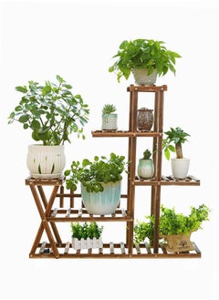 اشتري Plant Stand 5 Tiers 10 Potted Indoor Plant Shelf Wooden Plant Shelf for Multiple Plants Holder Wood Flower Shelves for Garden Balcony Patio Corner Window Living Room في السعودية