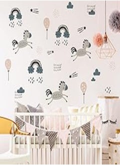 Buy Decorative kids room sticker - scandinavian animals happy horses (100x115cm) in Egypt