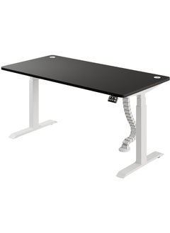 Buy Neo Max Series Electric Height Adjustable Standing Desk Gaming Table | 140x75 cm | White Frame & Black Table Top | Advanced Control | Dual Motor | Ergonomic Design in UAE