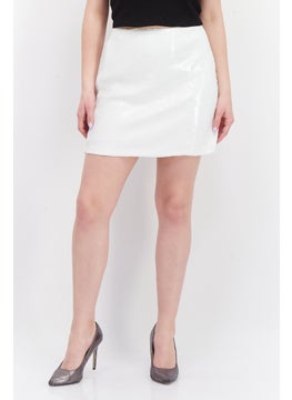 Buy Women Pull On Textured Mini Skirts, White in UAE