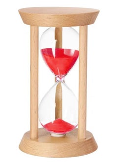 Buy Sand Timer, 15 Minutes Wood Base Hourglass Sandglass Clock for Childrens Teeth Brushing Kitchen Cooking Game School Office Home Decoration (Red, 15 min) in UAE