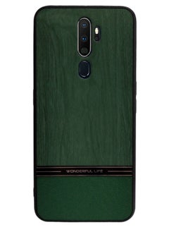 Buy Shockproof Wood Grain Skin PU and TPU Shockproof Luxury Phone Case for Oppo A9 2020/A5 2020 (Green) in Egypt