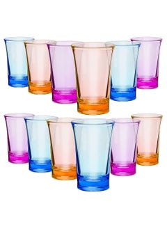 Buy Acrylic Cups 12 Pieces Shots Colorful Shot Glasses 1.2-Ounce Heavy Base Plastic Tumblers Drinking Glasses for Poolside Party Stackable Easy to Clean in UAE