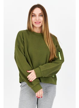 اشتري Women Sportswear Fit Long Sleeve Outdoor Sweatshirts, Olive في الامارات