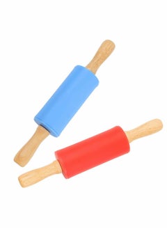 اشتري 9 Inch Mini Rolling Pin, 2 Pcs Kids Rolling Pin Small Rolling Pin Handle Rolling Pin في الامارات