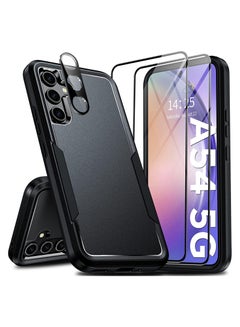 Buy [1+2+1]Case for Samsung Galaxy A54 5G, with Tempered Glass Screen Protectors (2PCS)&HD Lens Protector (1PCS), Rugged Non Slip Textured Case (Samsung Galaxy A54, Black) in Saudi Arabia