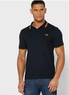 Buy Essential Logo Printed Polo Shirt Black/Yellow in Saudi Arabia