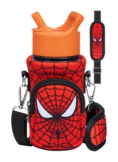 Buy Spider Man Cartoon Baby Water Bottle Protective Bag With Straps in UAE