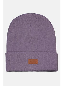 Buy Men Brand Logo Knit Beanie, Purple in Saudi Arabia