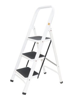 Buy Hail Metal Royal Folding Step Ladder With 3 Steps-White&Black-Size(L:108*W:63) cm in Egypt