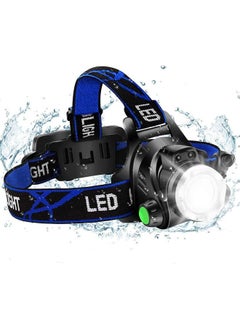 اشتري Headlamp Flashlight, Rechargeable Led Head Lamp, IPX4 Waterproof T6 Headlight with 3 Modes and Adjustable Headband, Perfect for Camping, Hiking, Outdoors, Hunting في السعودية