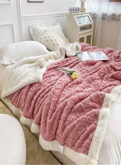 Buy Winter Double Layer Thick Blanket Soft Warm Sherpa Wool Blankets Geometric Plaid Taff Cashmere Lamb Throw Blanket Girls Gift in UAE