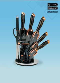 Buy 9 Piece Stainless Steel Kitchen Knife Set with Peeler and Scissors with Stand in Saudi Arabia