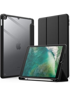 Buy Case for iPad 9.7-Inch (6th/5th Generation 2018/2017) with Pencil Holder Clear Transparent Back Shell Slim Stand Shockproof Tablet Cover Auto Wake/Sleep in Saudi Arabia